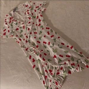 Cherry Print Wrap Dress